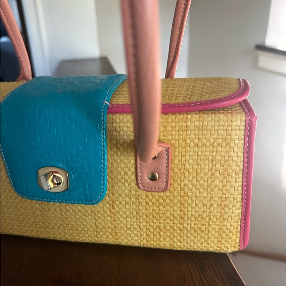 Coldwater Creek Yellow and Blue Woven Shoulder Bag NWOT - Picture 3 of 10